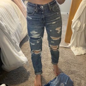 high rise ripped American eagle mom jeans